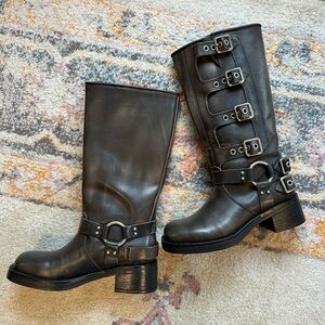 Steve Madden Brown Buckle Combat Boots